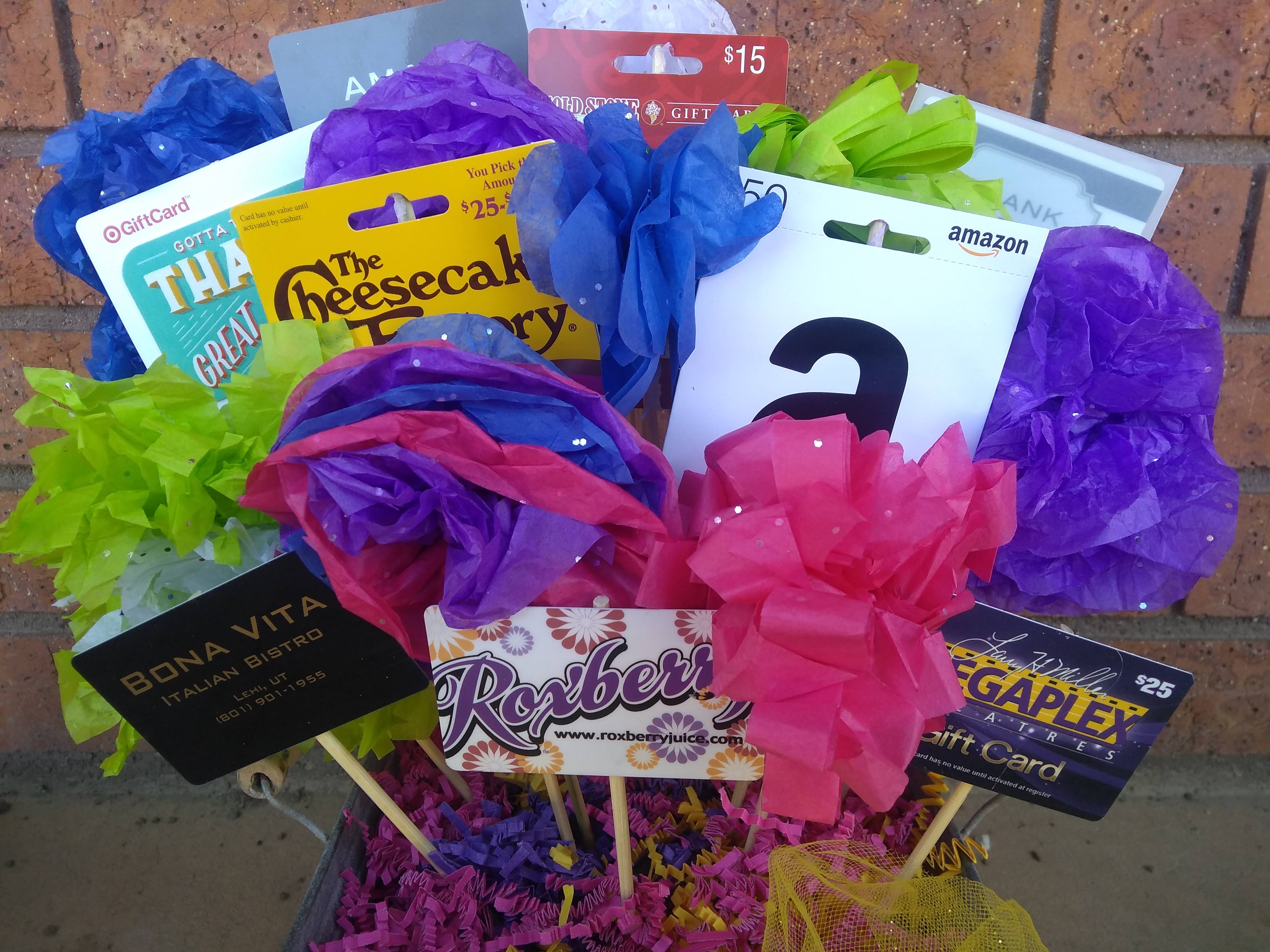 DIY Gift Card Bouquet with tissue paper flowers My Silly Squirts