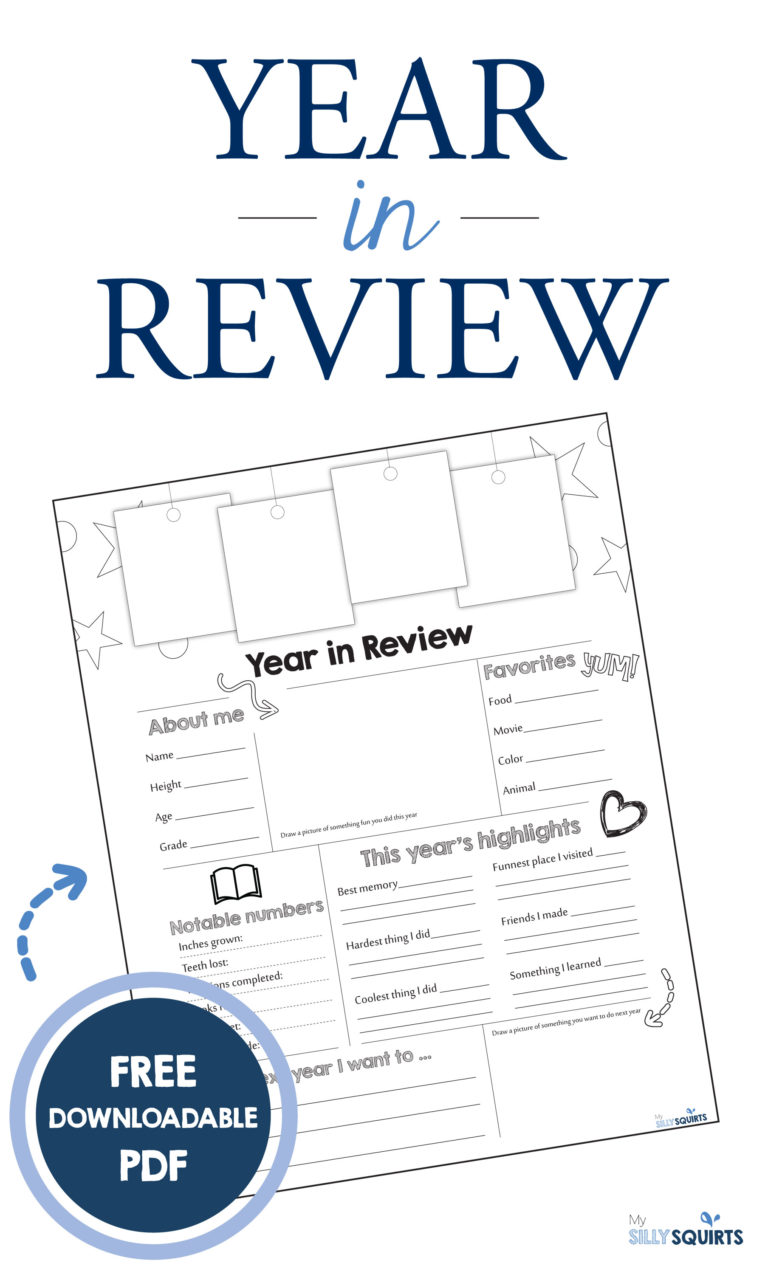 Capture memories with this FREE Year in Review printable - My Silly Squirts