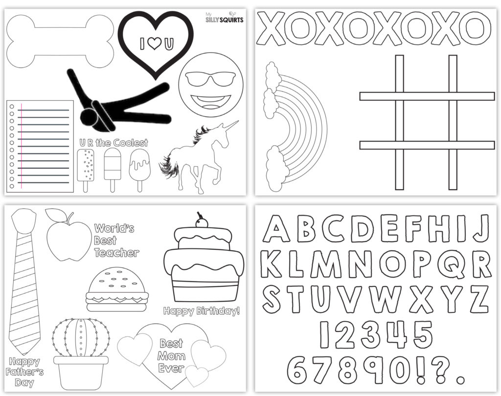 All your fave Shrinky Dinks in one printable template - My Silly Squirts