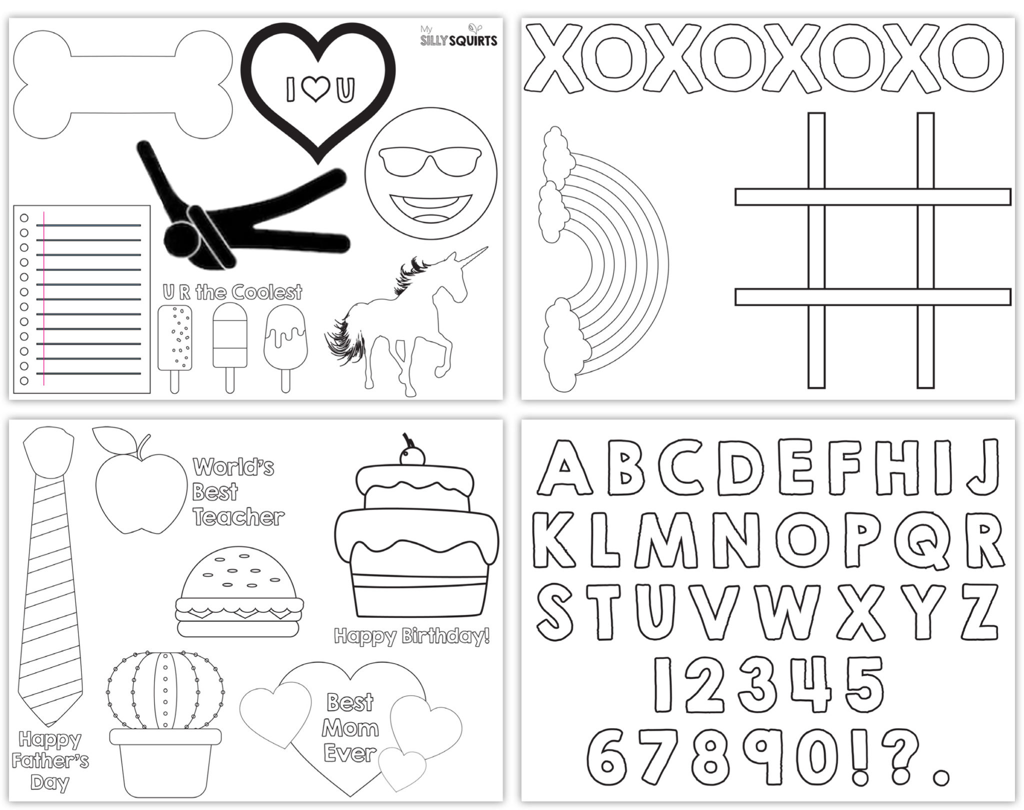 All your fave Shrinky Dinks in one printable template - My Silly Squirts