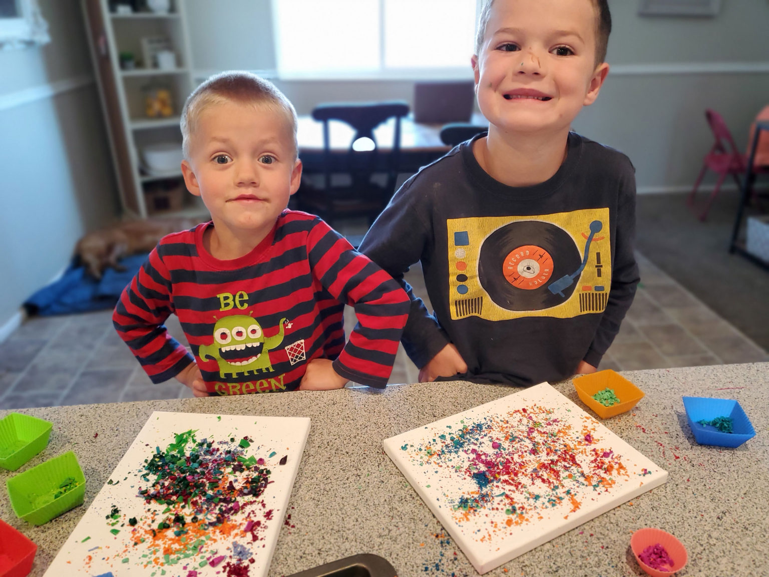 Creative crayon shaving canvas art My Silly Squirts