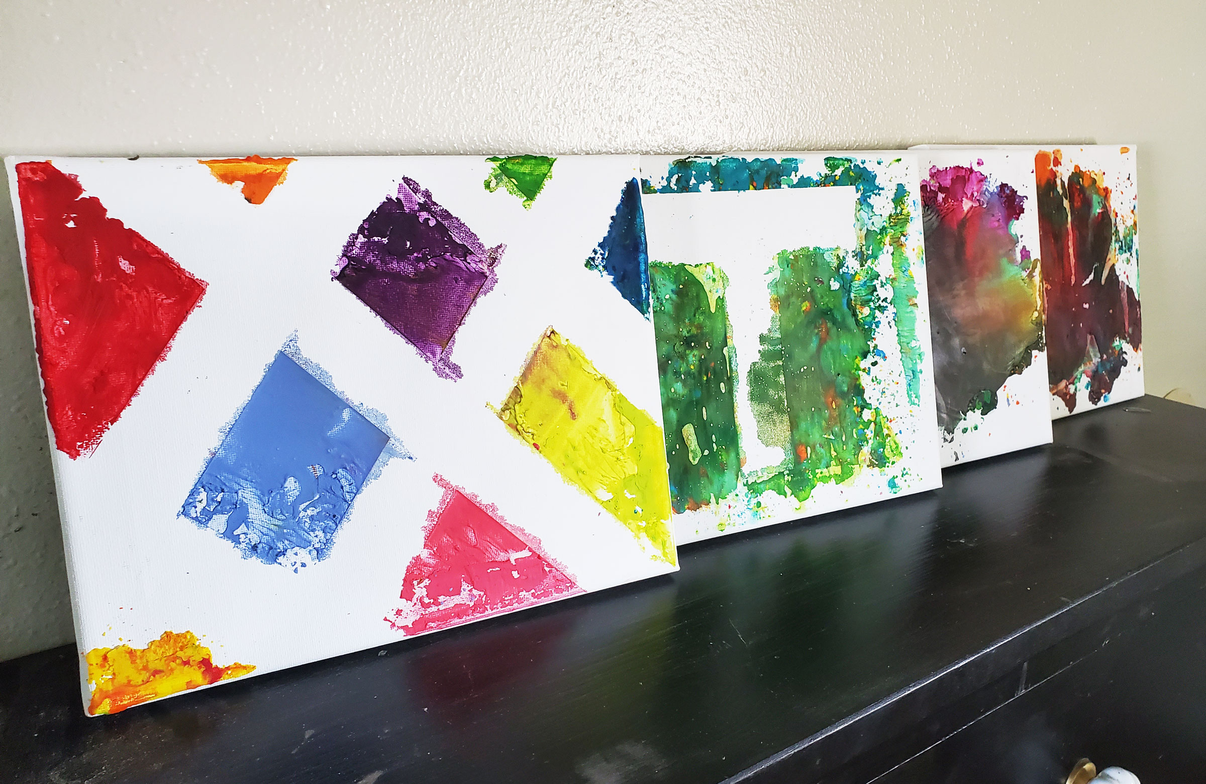 Creative crayon shaving canvas art My Silly Squirts