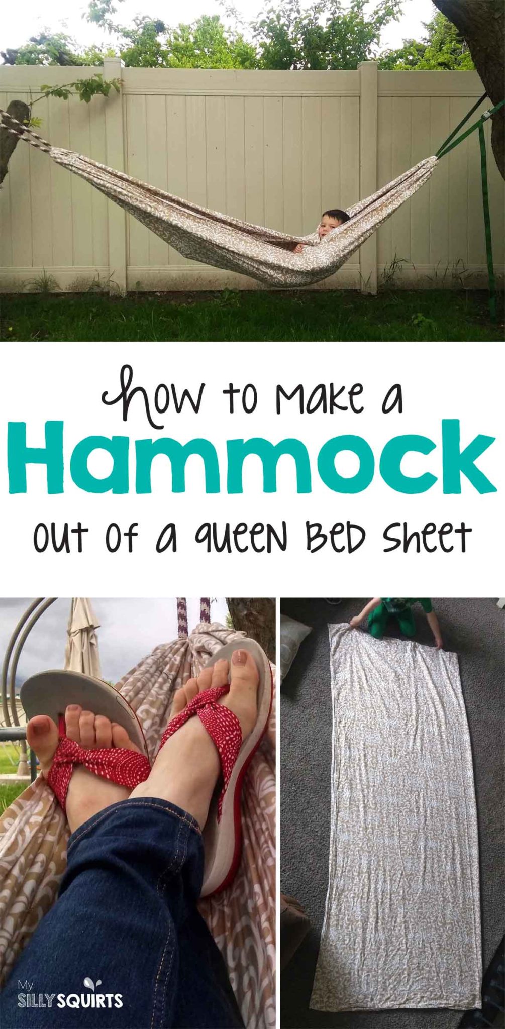 Super EASY hammock made out of bed sheets! My Silly Squirts