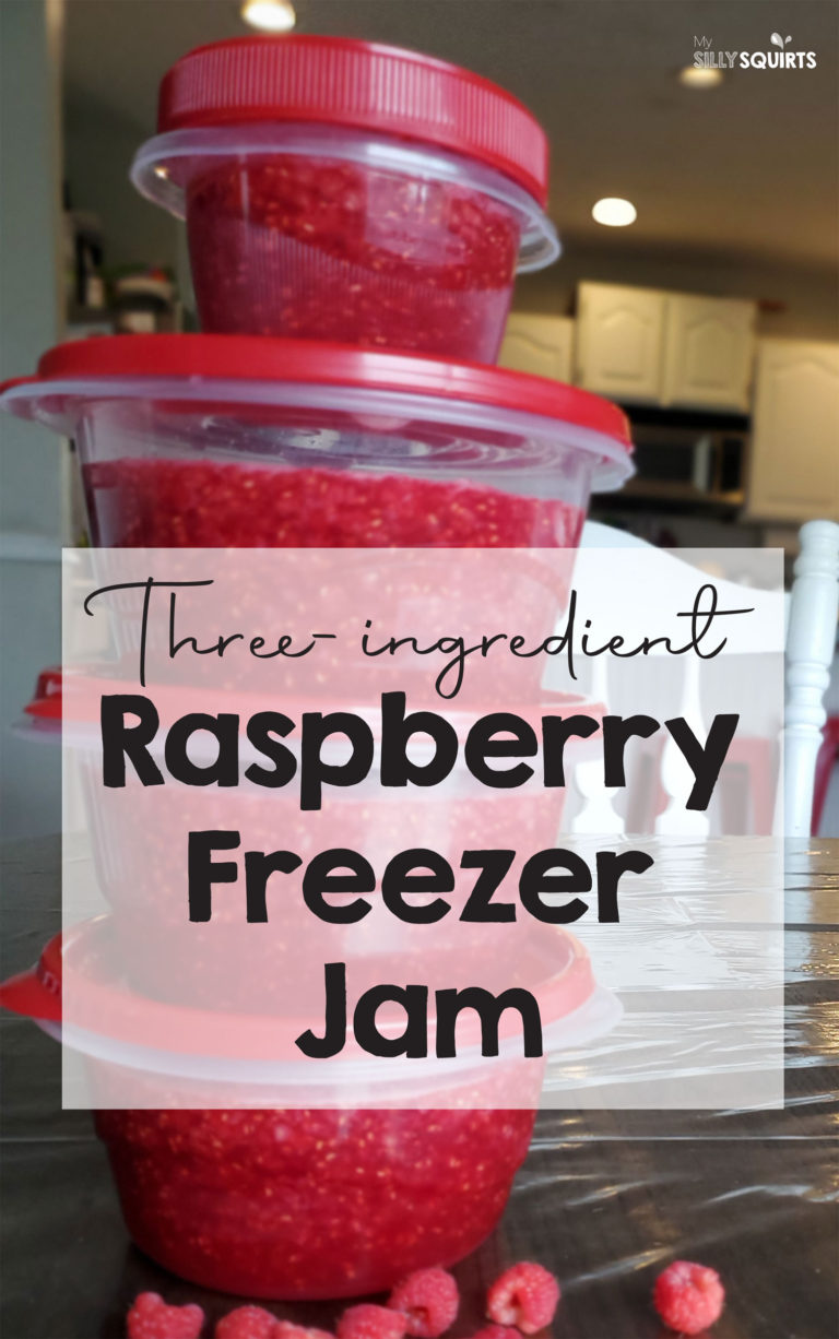 Delicious 3-ingredient raspberry freezer jam - My Silly Squirts