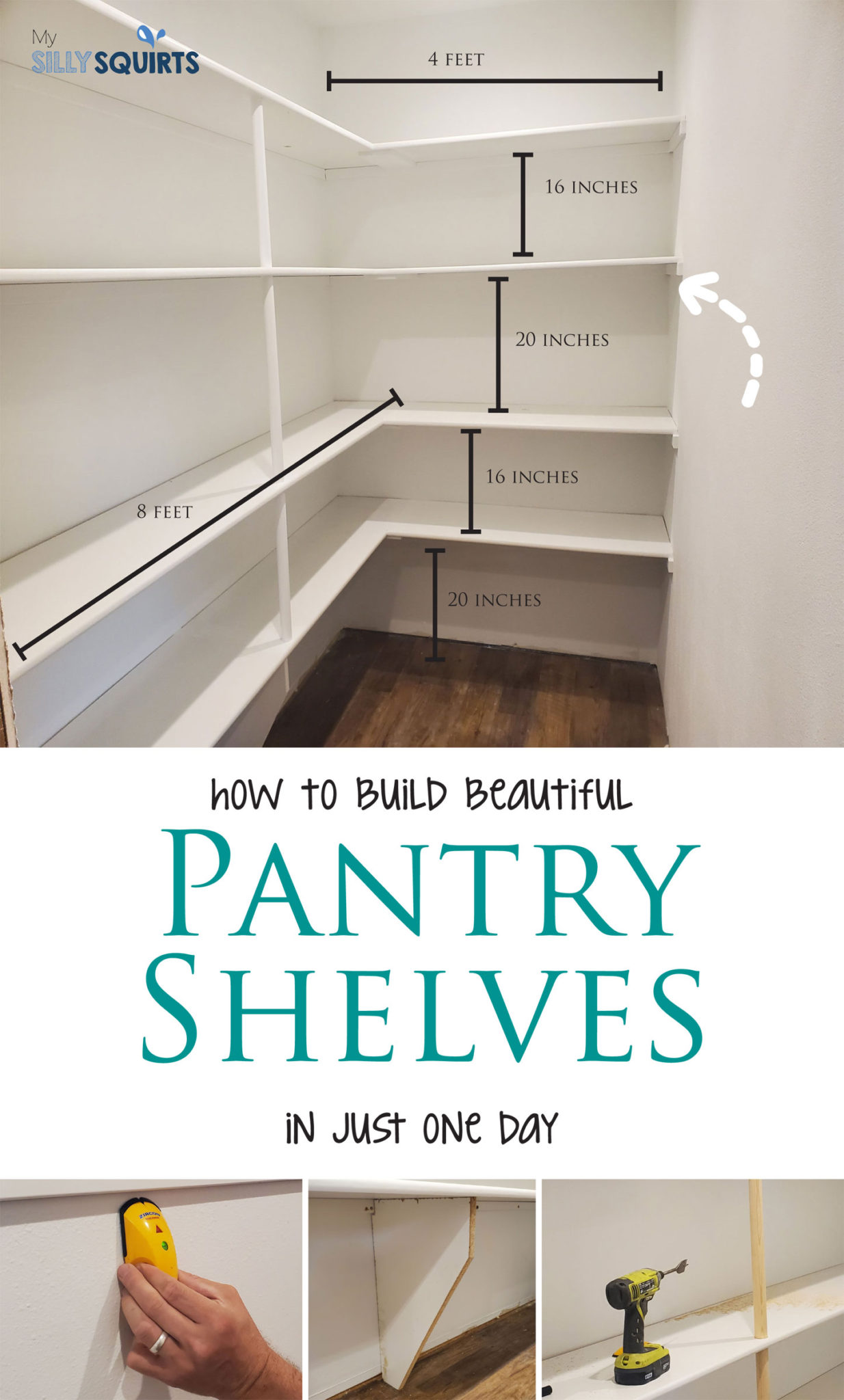 How to build beautiful pantry shelves in one day My Silly Squirts