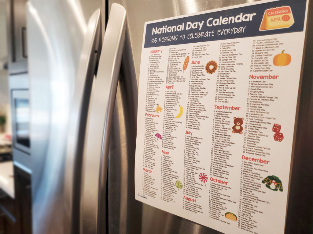 National Day Calendar 365 Reasons To Celebrate Everyday My Silly Squirts