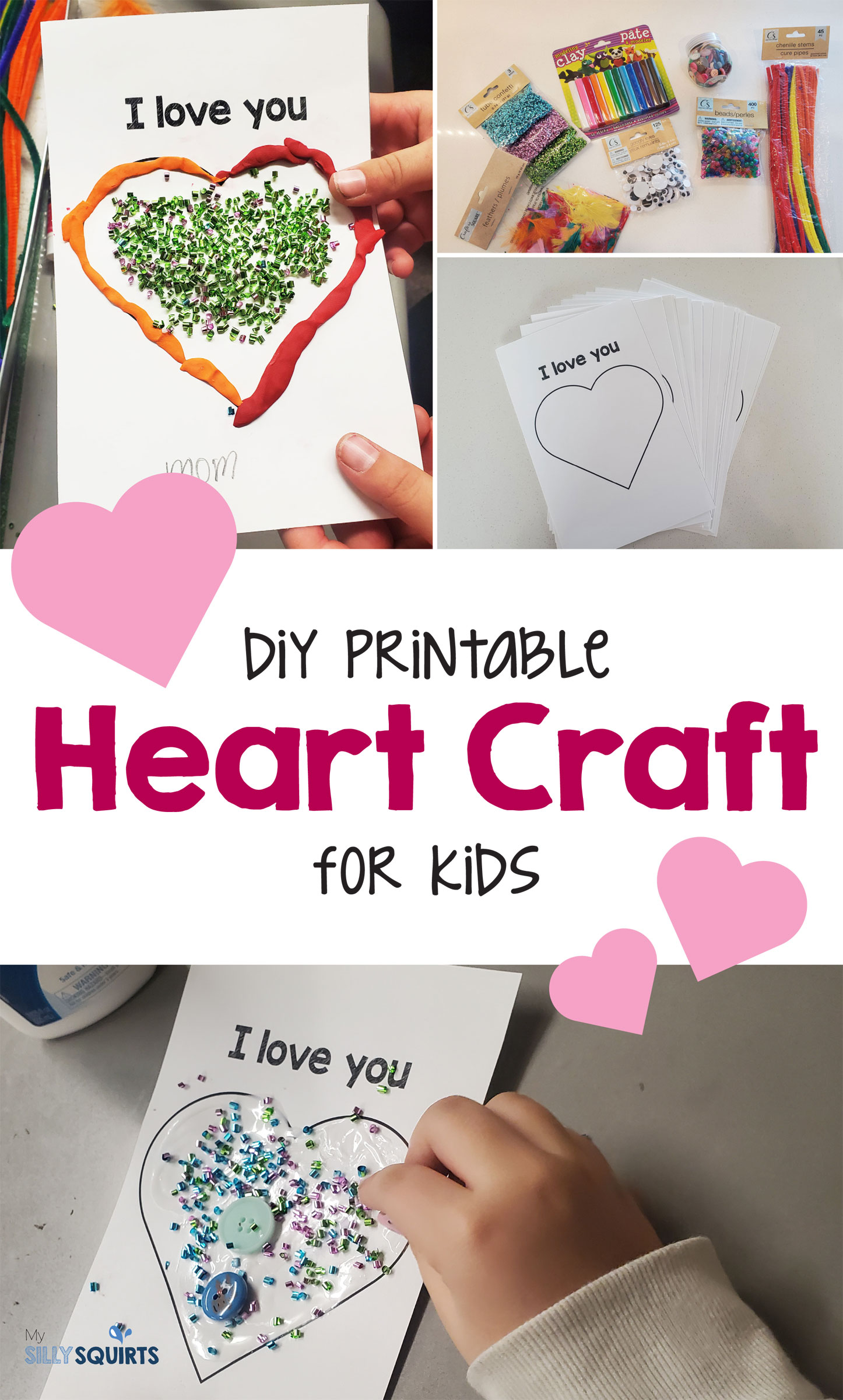 Free printable DIY simple heart craft for kids - My Silly Squirts