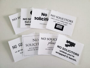 Eight hilarious no soliciting signs