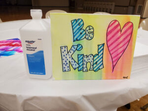 Be Kind canvas art with sharpies and alcohol