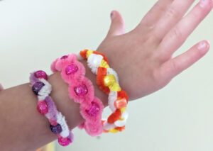 Three pipe cleaner bracelets