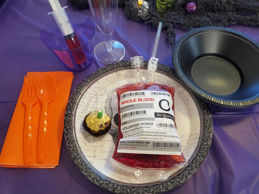 Blood IV bag drink pouches