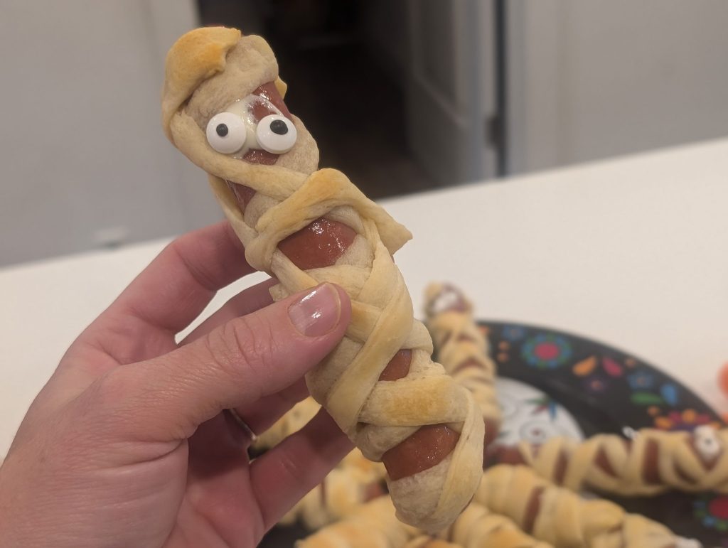 Completed mummy hot dog