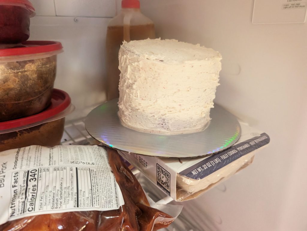 Freezing cake with a crumb coat