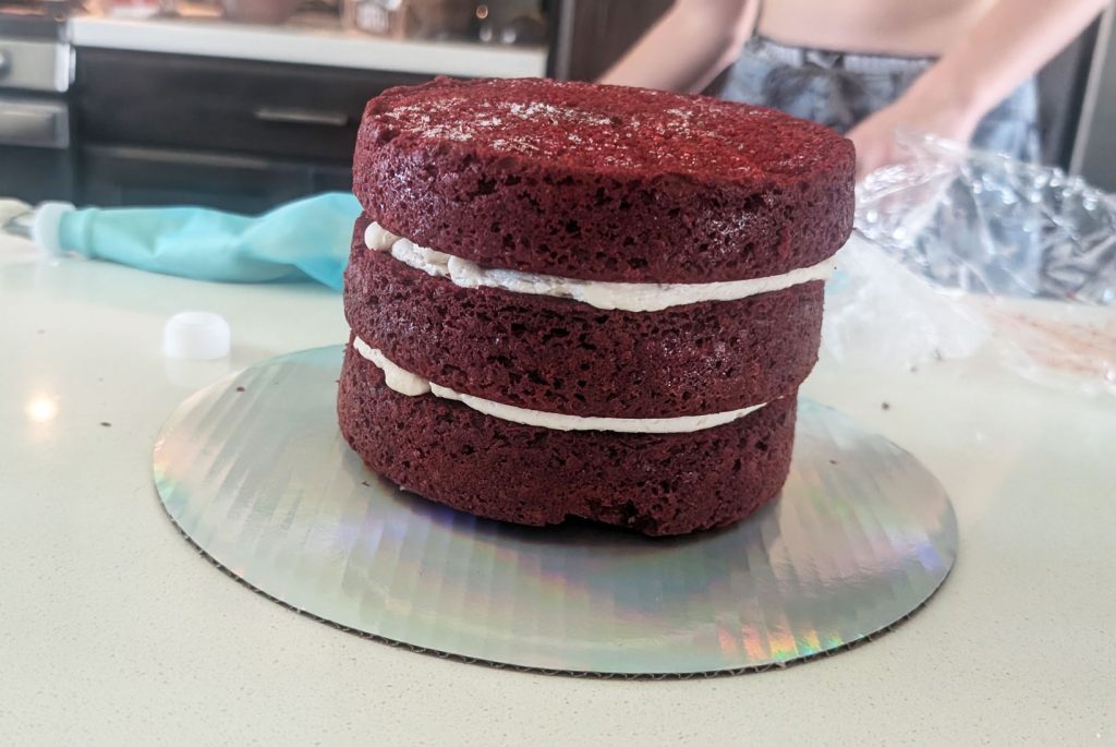 Frost in between each cake layer