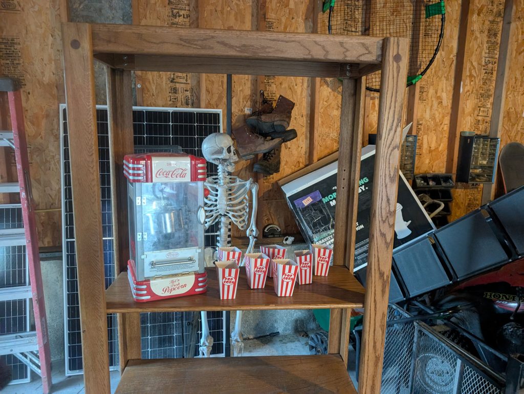 Used wooden shelf for a refreshment stand