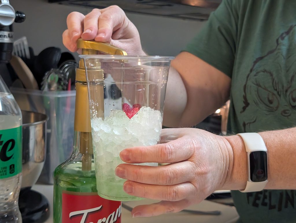 Add your green syrup flavoring