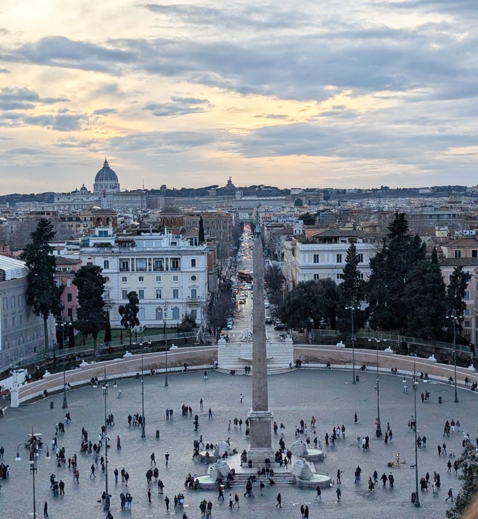 View of Rome from Pincio Terrace in Villa Borghese Park