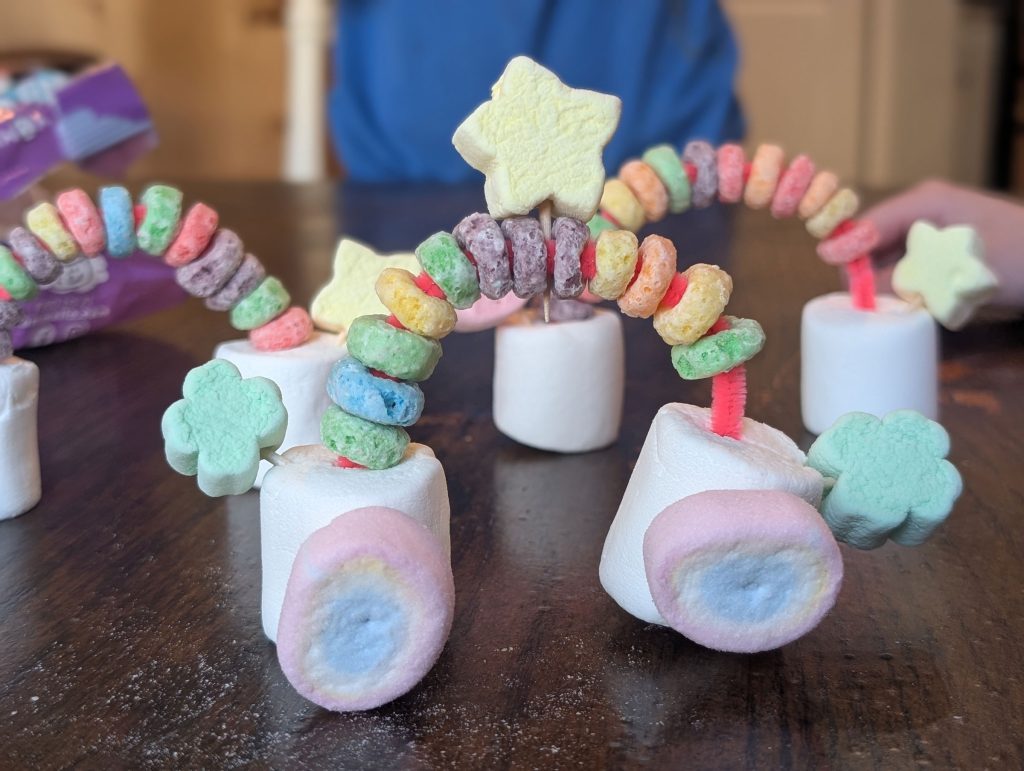 Fruit loop rainbows with embellishments