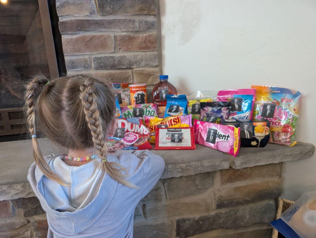 My daughter looking at all the treats before conference begins