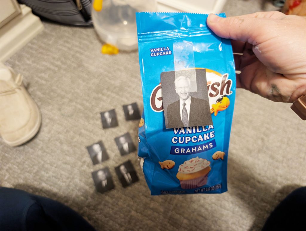 Tape each picture to the various treats