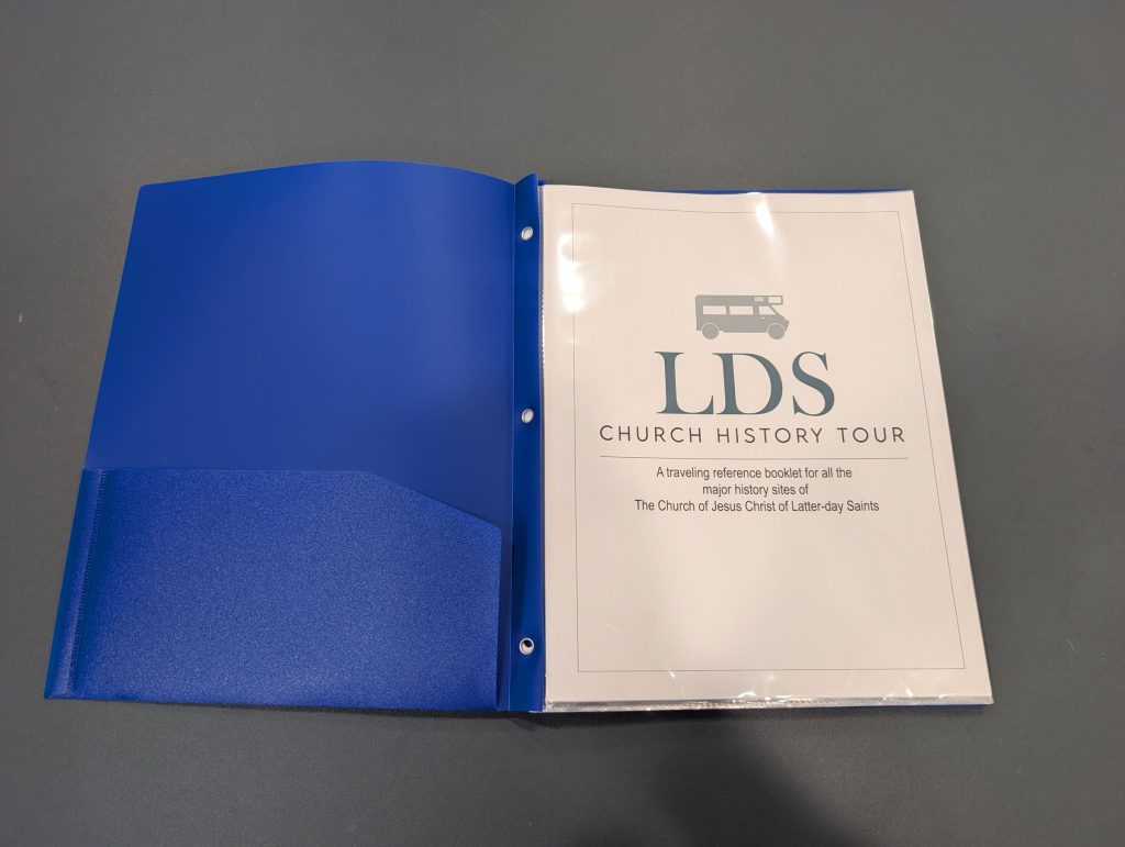 Church history tour binder