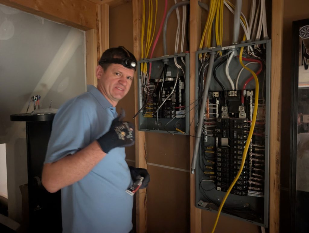 My amazing husband installed all the electrical in our basement