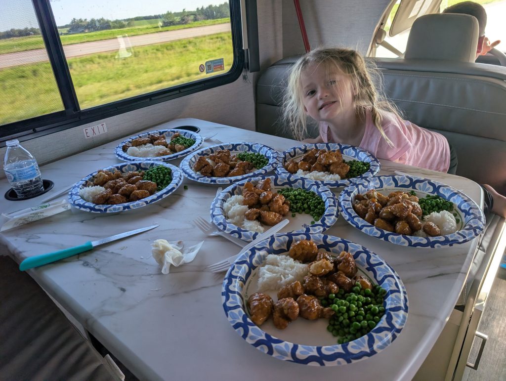 Eating dinner along the drive home