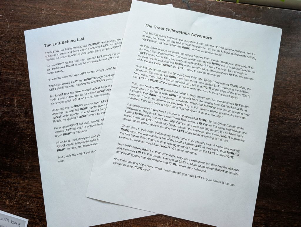 Two stories for the gift exchange game