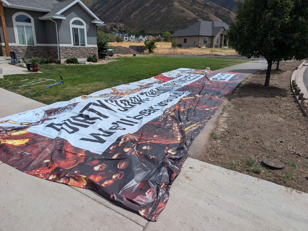 Billboard sign we used for weed barrier on our parkstrip