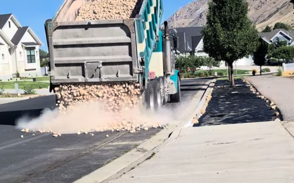 Delivering landscape rocks to our house