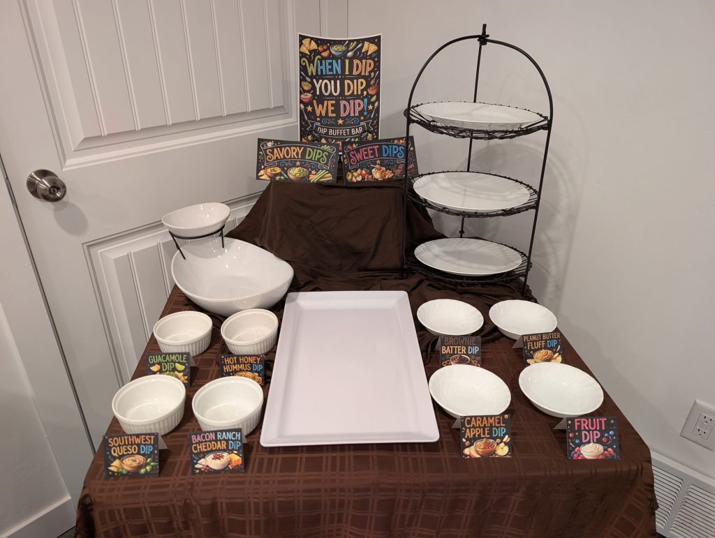 Prepping the buffet table