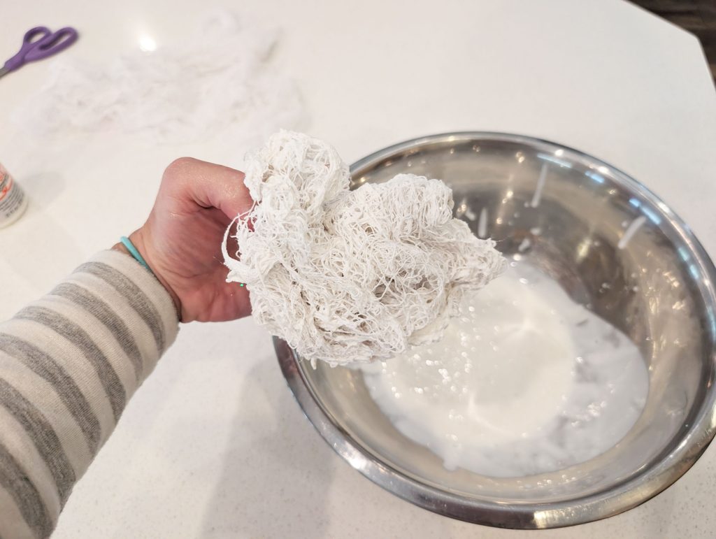 Soak the creepy cloth in Modge Podge